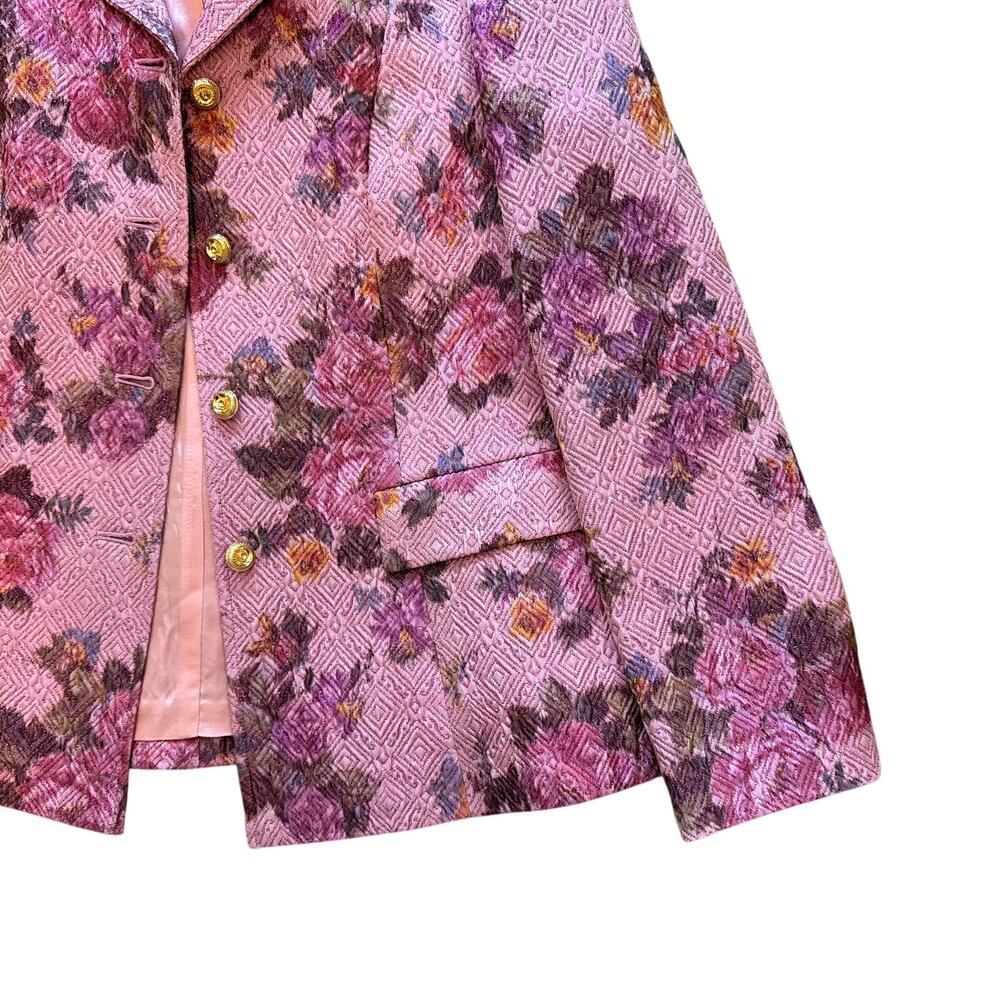 Gorgeous Rare Lilly Vintage Blazer Pink Floral Jacquard Women's Medium/Large - Picture 3 of 6